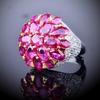 Plated Dragon Fruit Ring with High Carbon Diamond and Red Corundum Vintage Luxury Women Ring