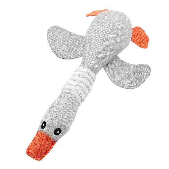 Linen Bird Dog Toy Wild Goose Squeaky Dog Chew Toy Interactive Stuffed Puppy Teething Toy for Dogs Cats Teeth Cleaning Hunting Instinct