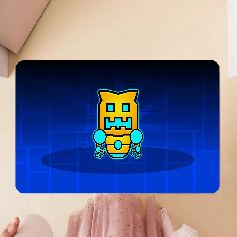 Cartoon Geometry Dash Video Game Kitchen Mat Kids Room Bedroom Decoration Balcony Anti-Slip Doormat Living Room Alfombra