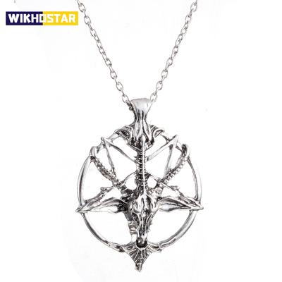 Biżuteria modowa Vintage Charm Kobiety Mężczyźni Pentagram Pan Bóg Czaszka Koza Głowa Wisiorek Łańcuch Naszyjniki