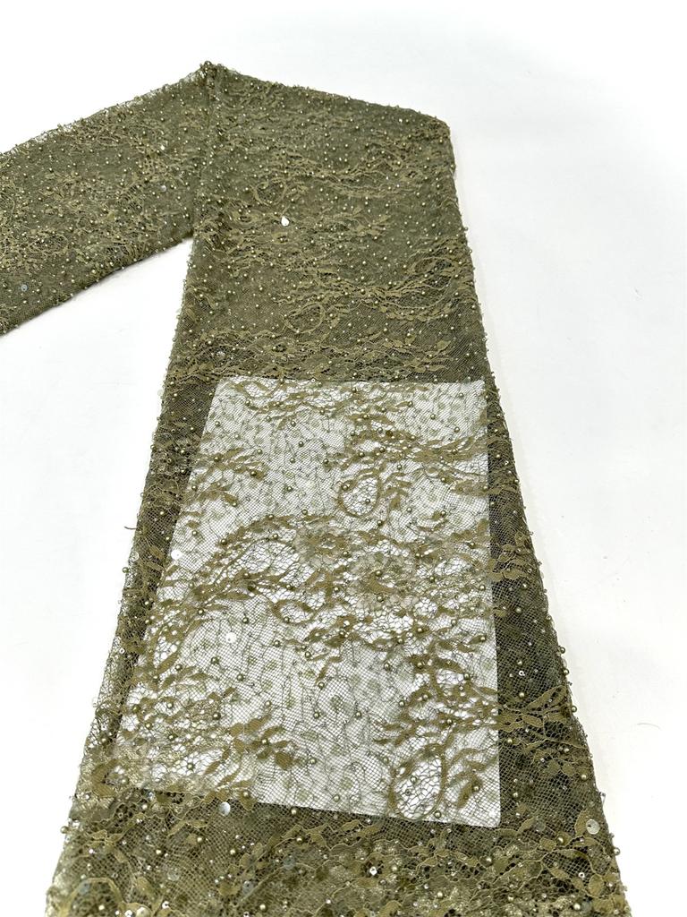 Luxury French Mesh Beads Lace Fabric 2025 High Quality African Sequins Mesh Lace Fabrics For Nigerian Women Wedding Dress Sewing