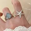 925 Silver Rings for Women Couple Minimalist Handmade Simple Blue Stone Star Ring Party Jewelry Gift Prevent Allergy