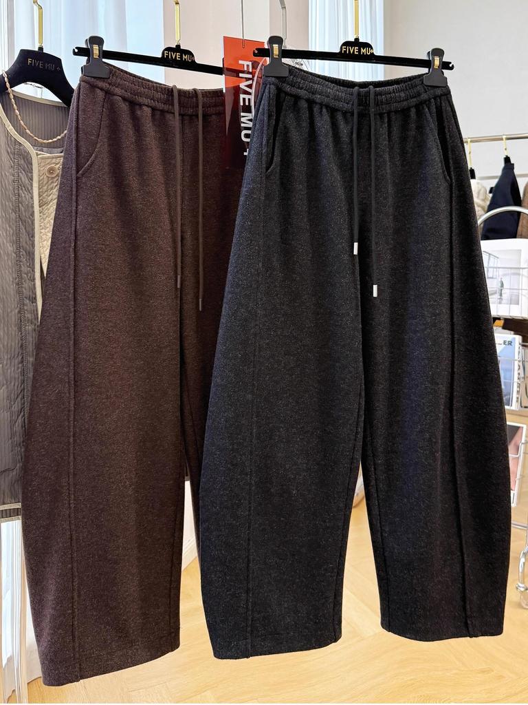 2025 Winter Korean Style Elastic Waist Wide-Leg High Waist Slimming Drape Pants