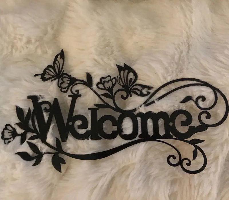 Cross-Border Ferrous Metal Welcome Sign - Creative Wrought Iron Wall Decor for Garden or Home