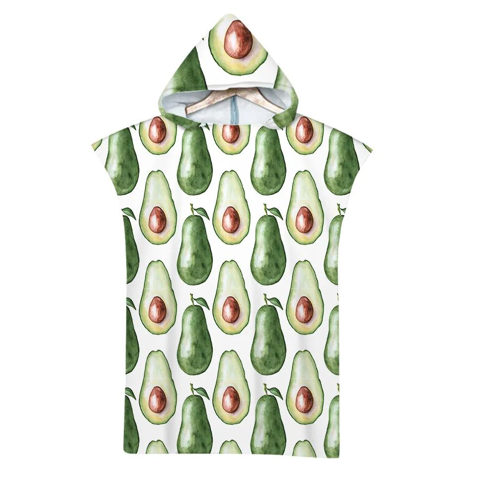 Hooded Bath Towel Robe Poncho Swimming Beach Towel Surf Man Lady Fast Quick Dry Bathrobe Beachwear-Fruit Watermelon Dragon Fruit