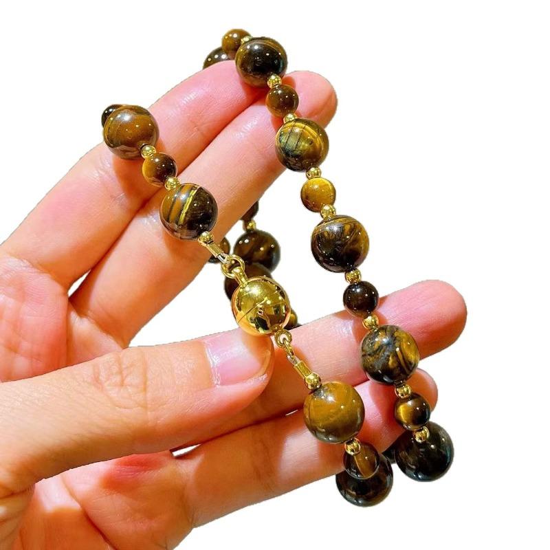 Maillard Style Natural Tiger's Eye Design Sense Gypsy Crystal Clavicle Chain Necklace