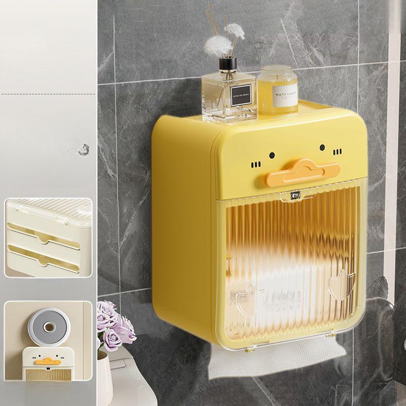 Toilet Paper Box Bathroom Roll Paper Holder Double-layer Waterproof Storage Rack Wall Mounted No Drilling Transparent