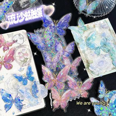 Dazzling 3D Laser Butterfly PET Sticker Pack for DIY Journal Decoration