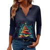 Women's Casual Fashionable Sexy Comfortable V-Neck Christmas Three-Quarter Sleeve Top
