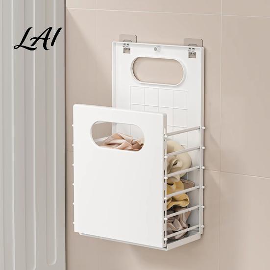 Blanket Holder for Bedroom Wall Mounted Laundry Hamper Breathable Large Capacity Container Foldable Container Space Saving Storage Basket Bathroom