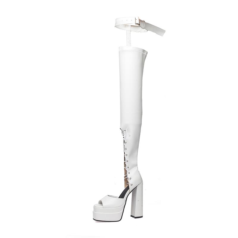 Plus Size Nightclub Stage Performance Hollow Breathable Sexy Fashion Over-The-Knee Boots Ultra-High Platform Peep Toe Boots