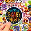 50pcs Halloween Stickers, Graffiti Cartoon Horror Decals, Decorative Waterproof Stickers for Water Cups and Trolley Cases Gifts