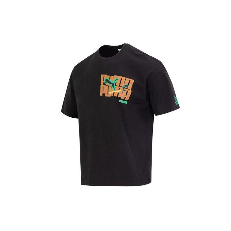 

PUMA Logo Print Crew Neck Loose Short Sleeve T-Shirt Men Tops Black 620336-01