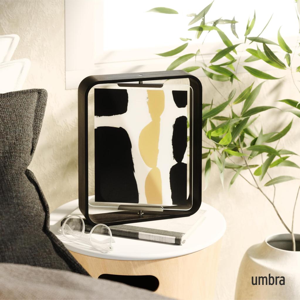 Umbra Bellwood 8x10 Desk Picture Frame with Curved Wood Trim and Rotating Walnut Double-Sided Display,