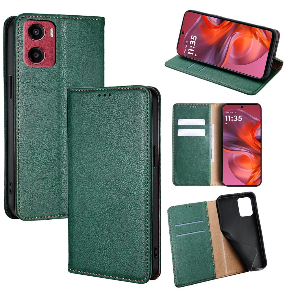 

For Motorola Moto G05 4G Case Wallet PU Leather Magnetic Auto-Absorbed Phone Cover Green