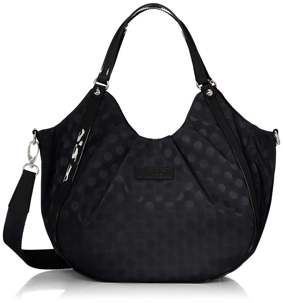 Dot Pattern Jacquard Enamel Accent Tote Black [Isaac] 2-Way Y42-08-24SC Women's