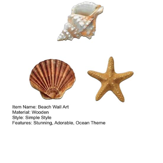 3 Pcs Beach Wall Decor Wooden Seashell Starfish Wall Decoration Rustic Ocean Coastal Nautical Wall Art for Living Room Bathroom Balcony