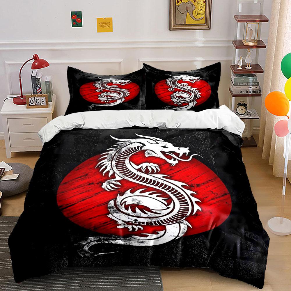 Dragon Red Circle Bedding Set Bedding