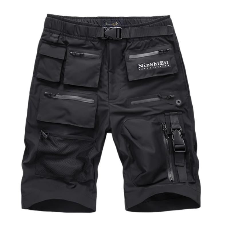 

Multi-pocket Tactical Function Cargo Shorts Summer Mens Clothing Y2K High Street Punk Style Techwear Quick-dry Pants Pantalone M чёрный
