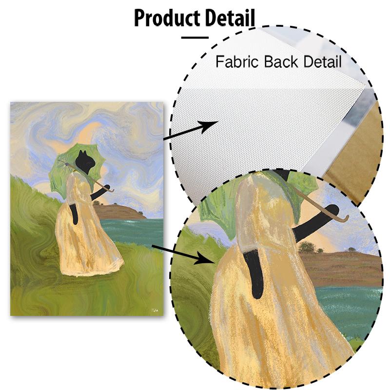 Boho Abstract Girl Garden Flowers Cat Illustration Wall Art Canvas Painting Nordic Poster And Prints Pictures Living Room Decor