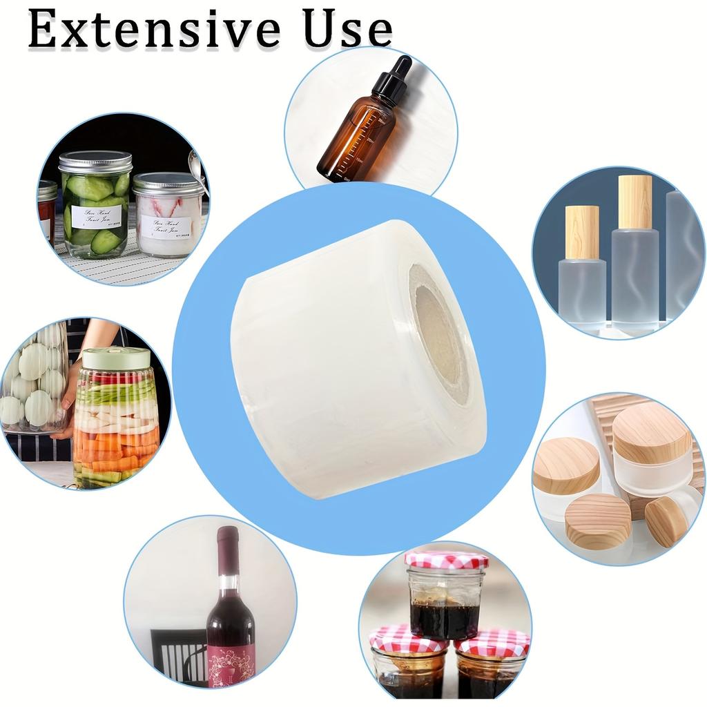 4 ks Elastický obalový těsnící film na lahve a sklenice, Heavy-duty strečová fólie, Nezahřívané obalové potřeby na lahve, Vhodné pro sklenice, lahve a lesk na rty
