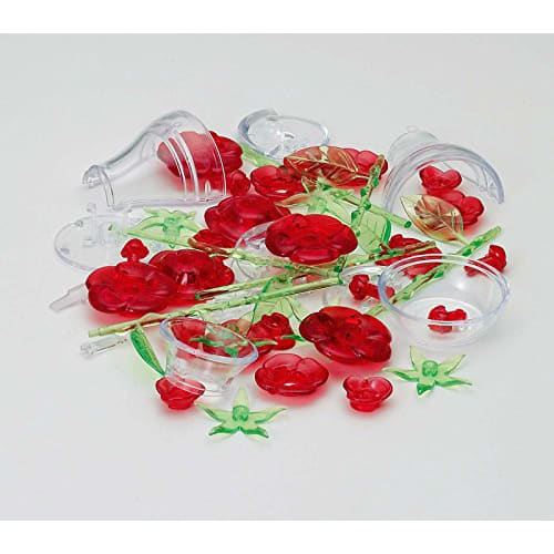 47 piece crystal puzzle 6 rose red