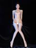 Sexy Women Sheer See Through High Cut Bodysuit Oil Glossy Shiny Maid Tights Low Bust Open Crotch Shape Leotard Thong Elastic
