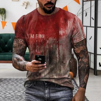Herren Halloween T-Shirt Gruselig Rundhals Kurzarm T-Shirt Blutfleck Print T-Shirt