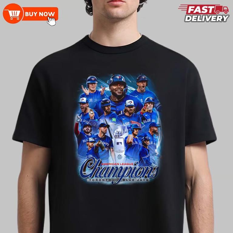 Футболка Toronto Blue Jays 2025 Чемпионы Американской лиги Мировой серии, Размеры S-5XL Унисекс S