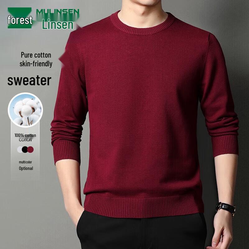 

MULINSEN Men s Round Neck Solid Color Business Casual Knit Sweater XL