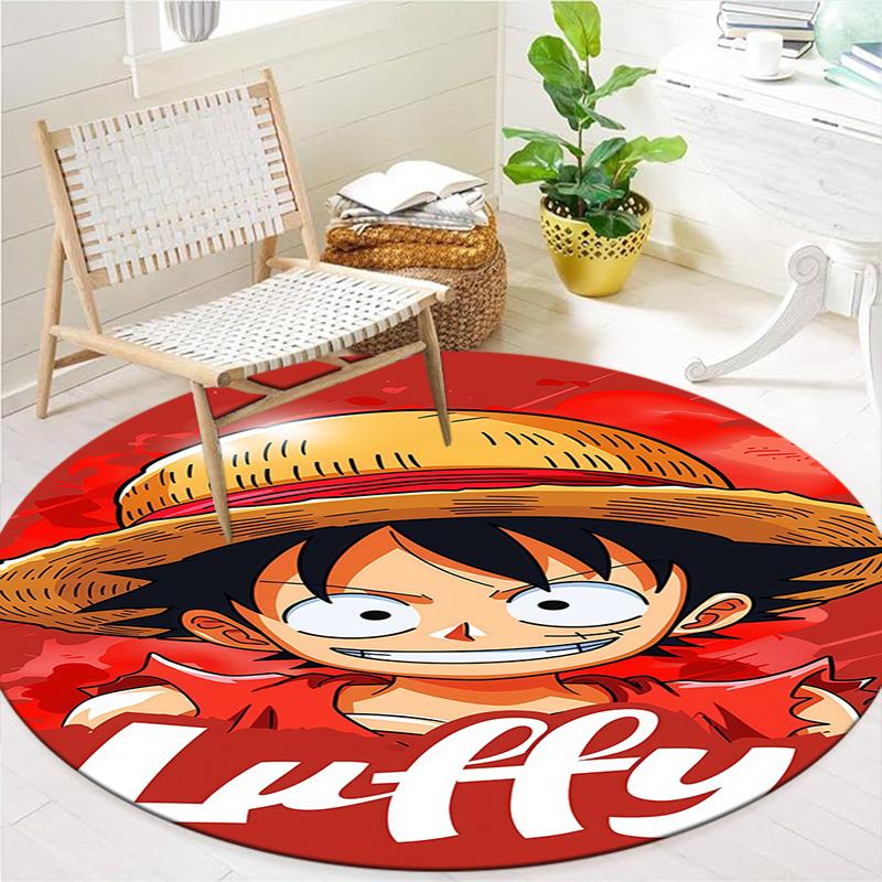 One Piece Monkey D Luffy Round Area Rug Carpet Rug For Living Room Bedroom Sofa Playroom Decor Nonslip Floor Mat