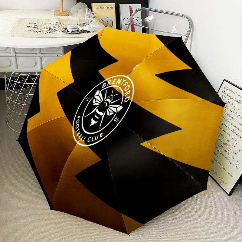 Brentford Football Club Logo Automatic Folding Umbrella - 8-Rib Travel Umbrella with Auto Open/Close & Portable Gifts for holidays or birthdays