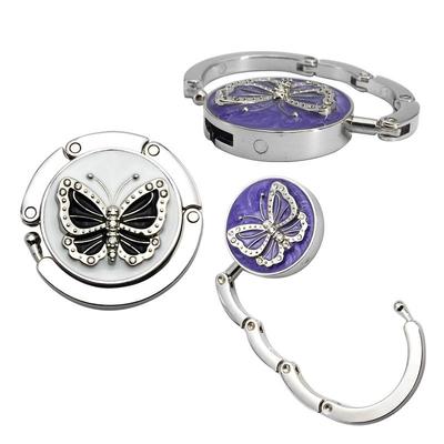 Met Kralen Versierde Metalen Opvouwbare Tas Haak Vlinder - Zwart & Wit Zinklegering Tafelrand Haak