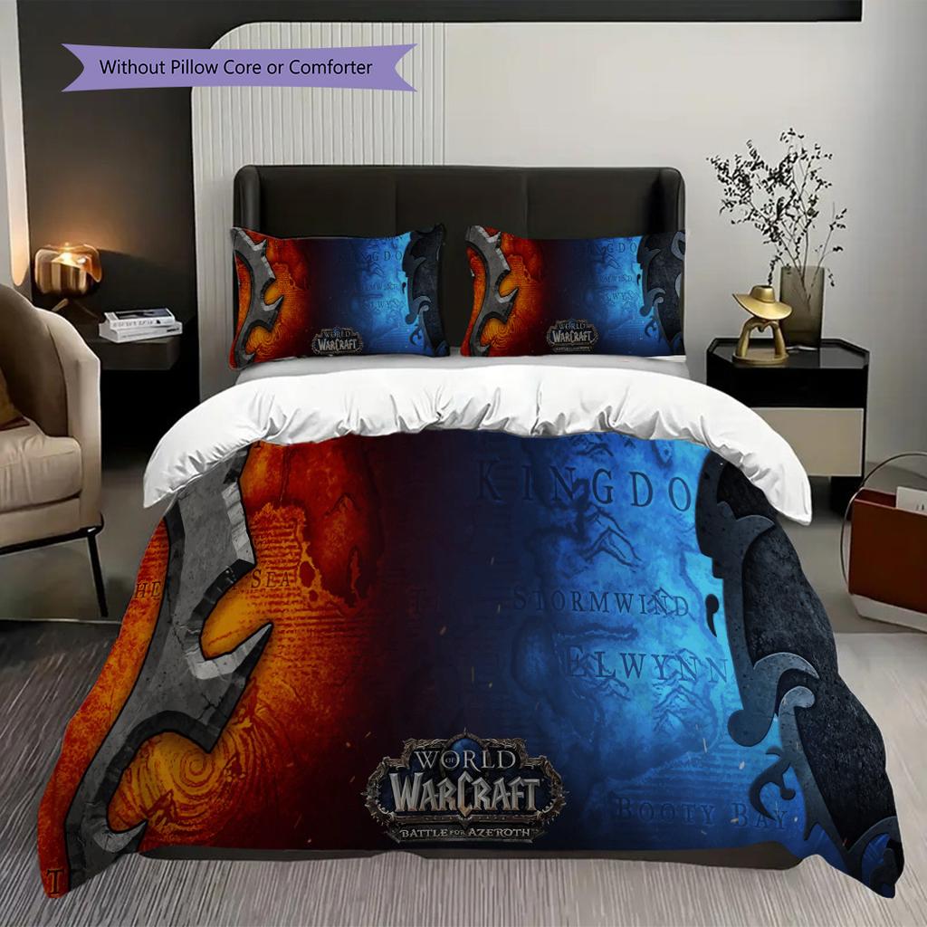 Epic Fantasy Battle Scene Bedding (1 * duvet cover + 2 * pillowcase, without core) 2D Flat Soft and comfortable Bedding set Christmas birthday gift
