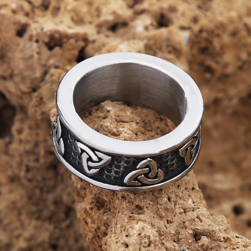 Vintage Stainless Steel Viking Odin Trinity Ring Punk Simple Nordic Celtics Knot Ring Men Women Amulet Fashion Jewelry Gift