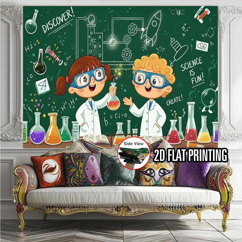 2D Plane 1 Experimental Science-themed Party Banner - Laboratory Background Decoration. Suitable for Parties.