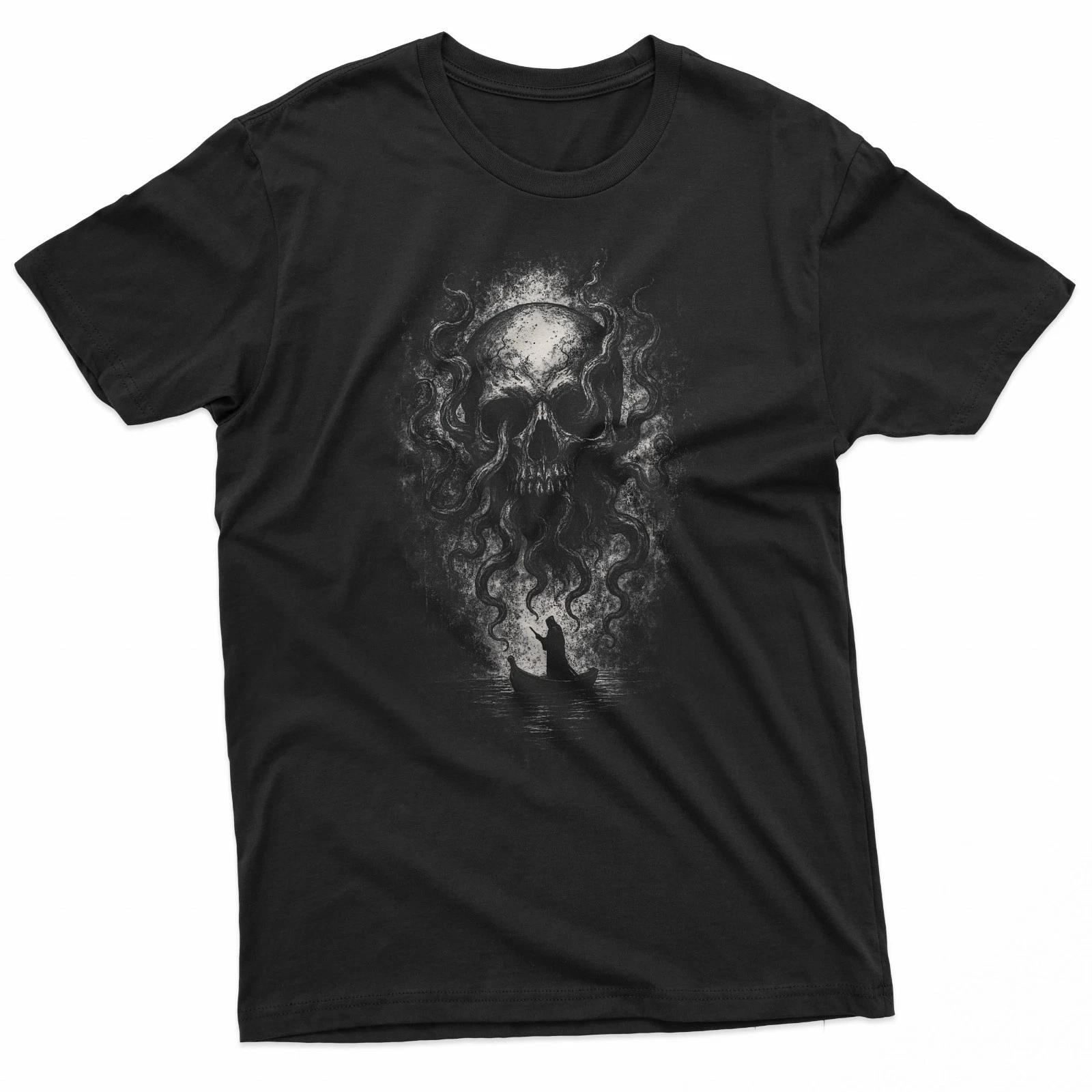Skull Tentacles Mythology Charon Hades Goth Horror Aesthetic T-Shirt XXXXL