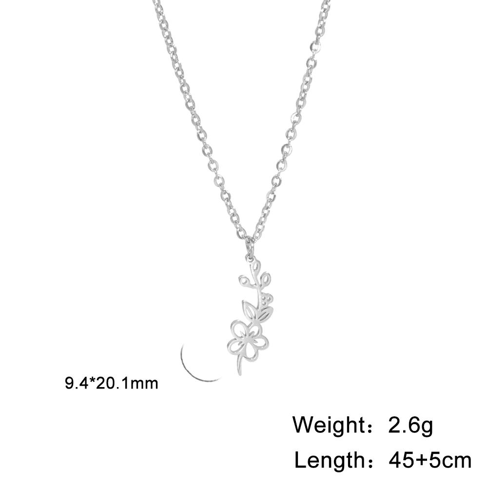 Stainless Steel Birth Month Flower Necklace Snowdrop Daisy Rose Pendant Neck Chains Trendy Jewelry Birthday Gift