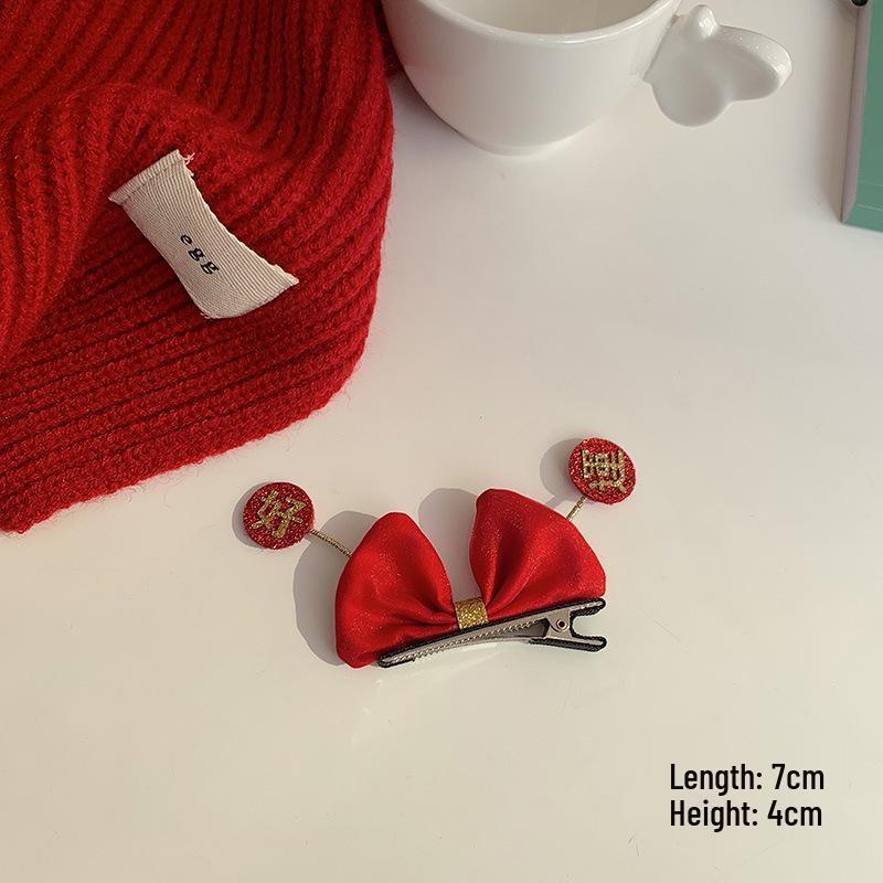 2024 Parent-Child Red New Year Bow Hair Clip: Prosperous Festive Accessory for Bangs