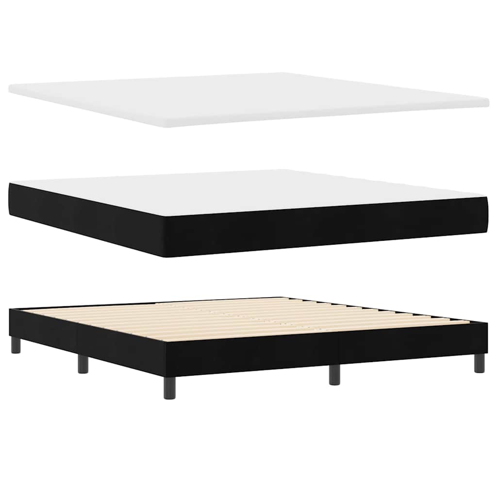 LED Box Spring Bed with Mattress Black 180 x 200 cm Velvet