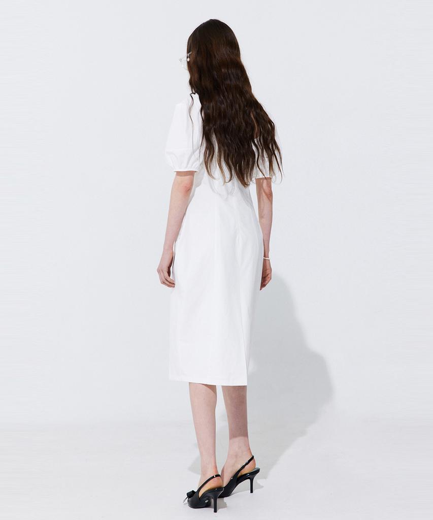 Bundercammer Pearl Balloon Line Dress_White