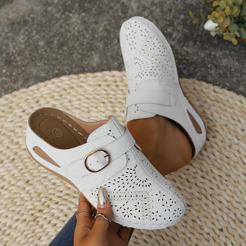 Summer Baotou Half Slippers Strappy Wedge Women's Sandals Large Size Hollowed-out Single Shoes Women's Breathable