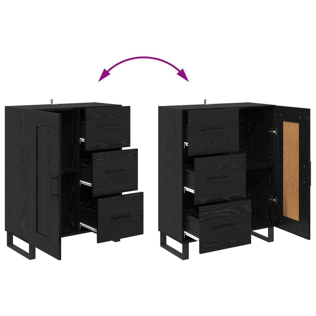 Sideboard with Drawers Black Oak Effect 69.5 x 34 x 90 cm