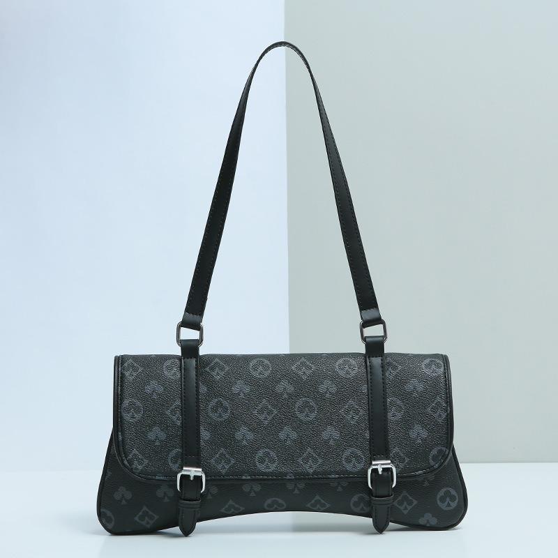 Spring and summer new women's bags, high-end playing card printed armpit bags, retro contrasting color chains, shoulder messenger bags.