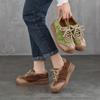 Johnature Handmade Flats Mixed Colors Lace-up Shoes Genuine Leather Casual Women's Shoes Versatile Sneakers