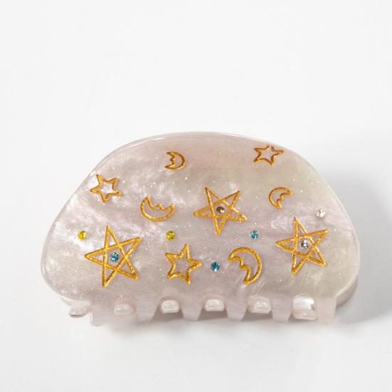 Hair Claw Moon Five-Pointed Star Pattern Back Head Shower Clip Medium Size Shark Hair Claw Versatile Hair