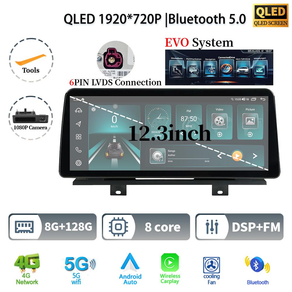 12.3" For BMW X3 G01 X4 G02 2018-2022 Android 14 Car Radio Multimedia Stereo 4G GPS Navigation WIFI Wireless BT CarPlay Screen