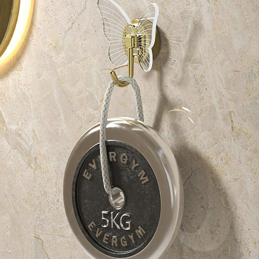 Kreativer schmetterlingsförmiger transparenter Acrylhaken, stanzfreier Wandhaken, nahtloser Kleiderbügel für Tür, Eingang, Flur, starker Klebehalter