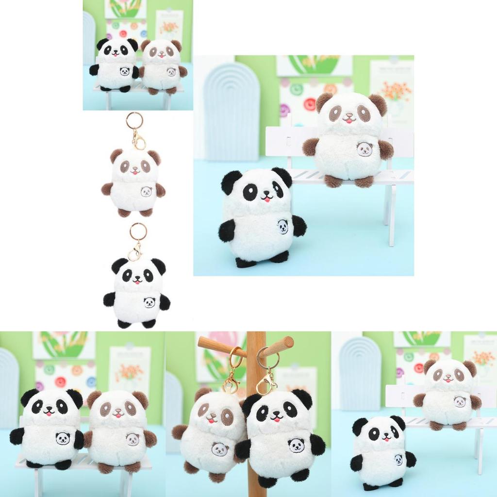 Cute Panda Plush Keychain Soft Snow Mink Fur Stuffed Animal Bag Charm