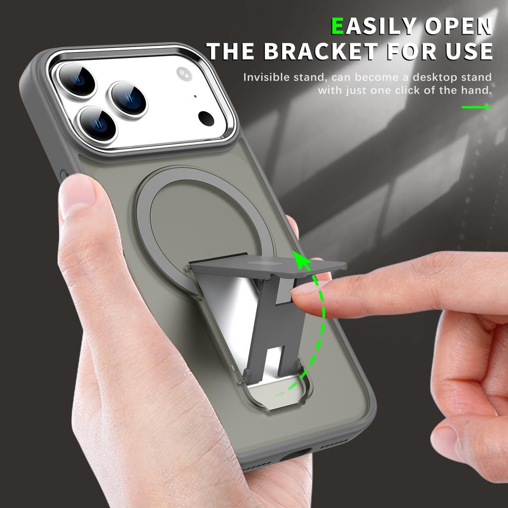 Desert Gold Folding holder magnetic phone case for iPhone 17 16 15 14 13 12 11 Pro Max Air Plus magsafe charging hard back cover